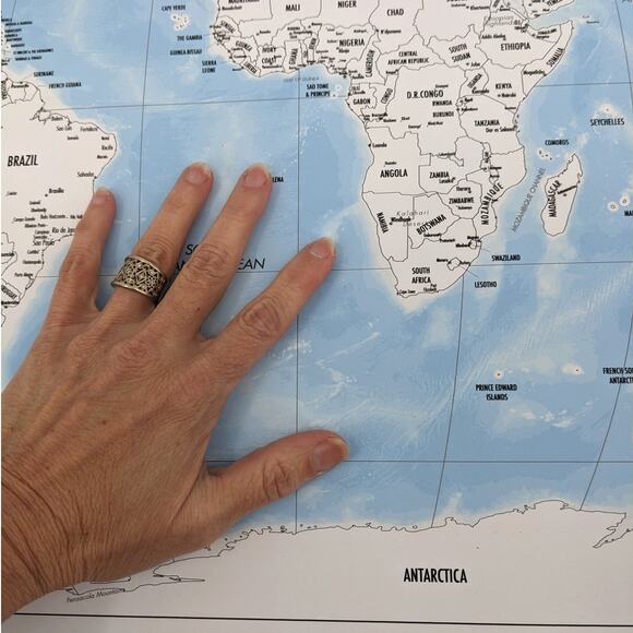 WORLD MAP TRAVEL POSTER Ready to Color-In 24x36 Countries Flags ~ Landmass Goods - Picture 7 of 8